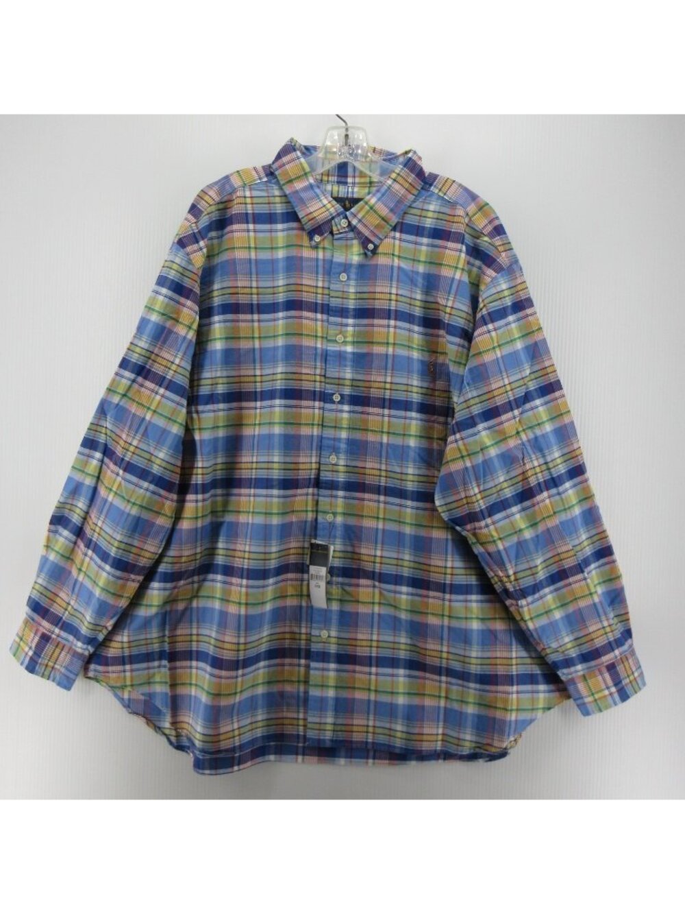 Ralph Lauren Shirt 3XB Big Button Down Madras Plaid Flesh Pony Preppy